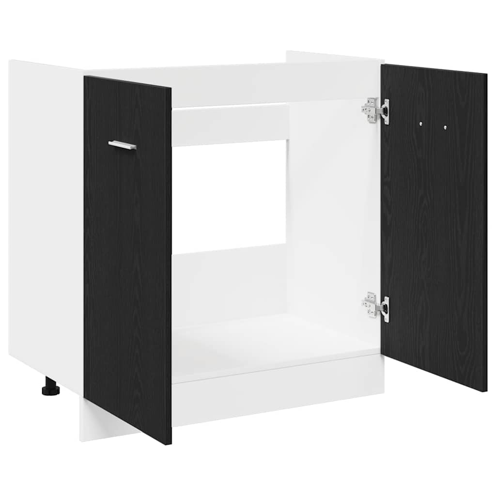 vidaXL Unterschrank für Spüle Schwarz Eiche 80x46x81,5 cm Holzwerkstoff - Image 5