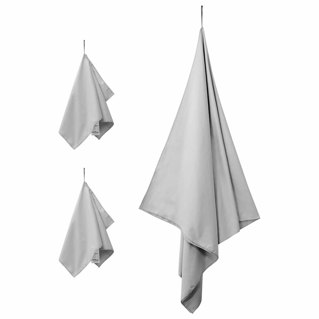 vidaXL Sporthandtuch Set 3 pcs Grau Polyester und Polyamid - Image 3