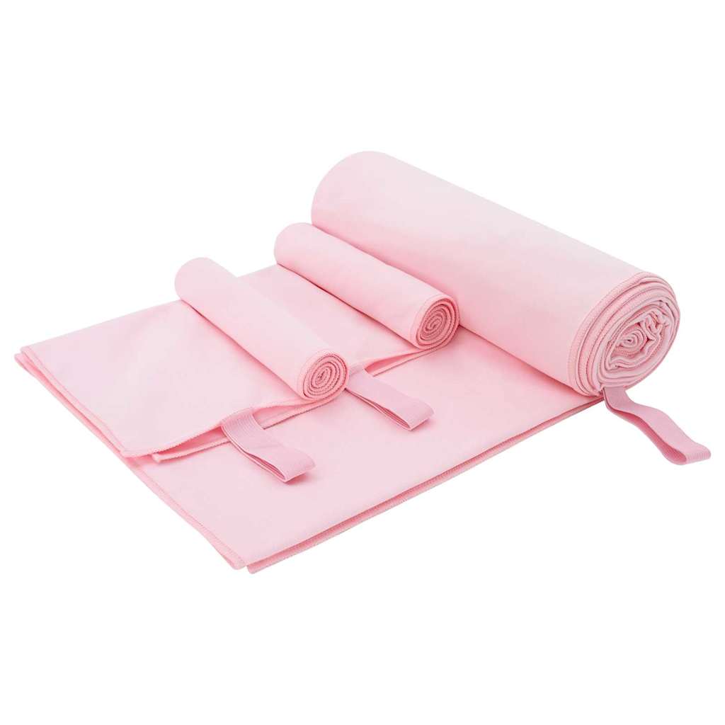vidaXL Sporthandtuch Set 3 pcs Rosa Polyester und Polyamid
