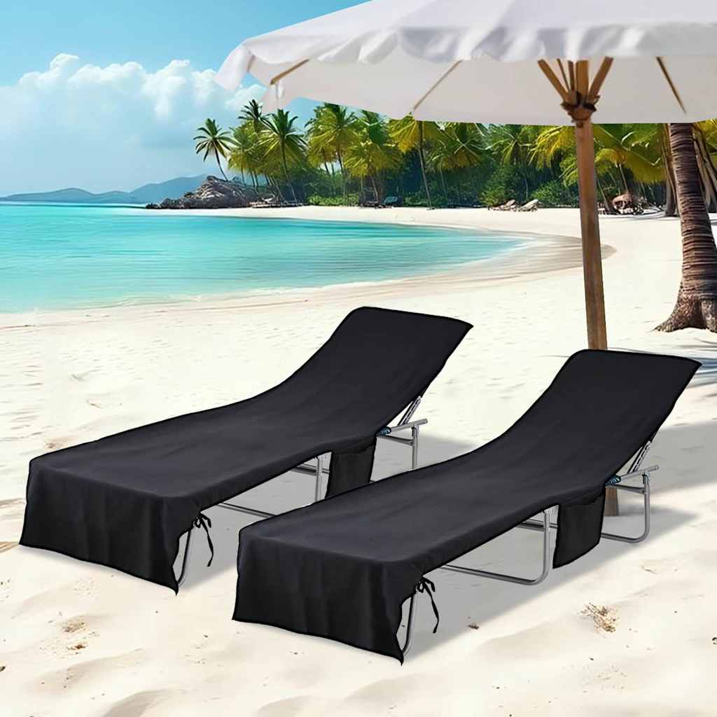 vidaXL Sonnenliege-Tücher 2 pcs Schwarz 210 x 75 cm