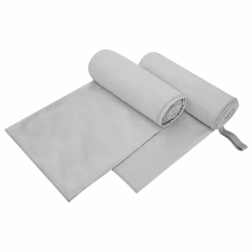 vidaXL Sporthandtücher 2 pcs Grau 200 x 100 cm Polyester und Polyamid