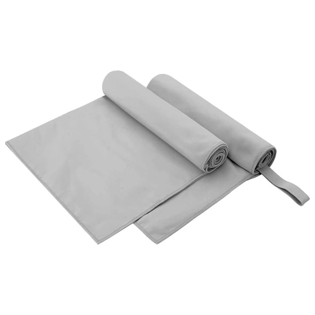 vidaXL Sporthandtücher 2 pcs Grau 100 x 50 cm Polyester und Polyamid