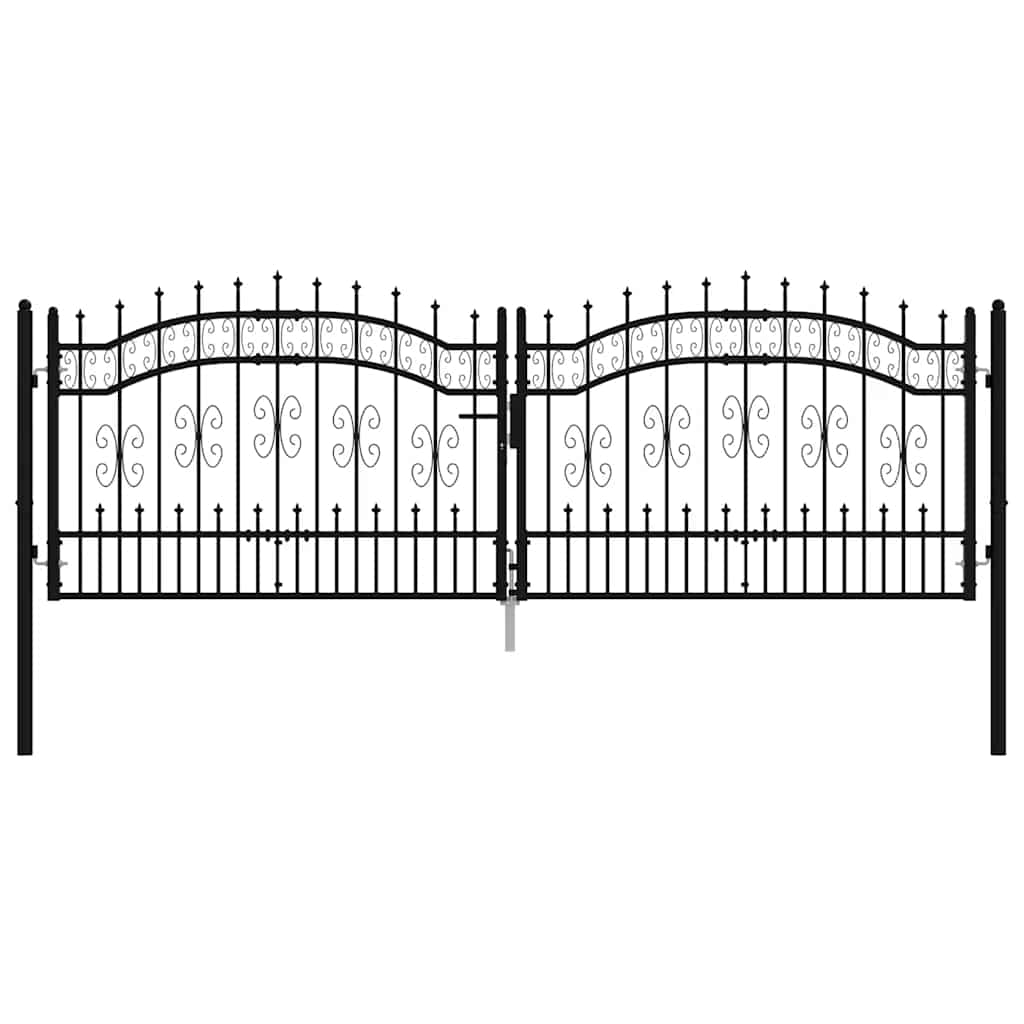 vidaXL Zauntor mit Speerspitze Schwarz 305 x 100 cm Pulverbeschichteter Stahl - Image 3