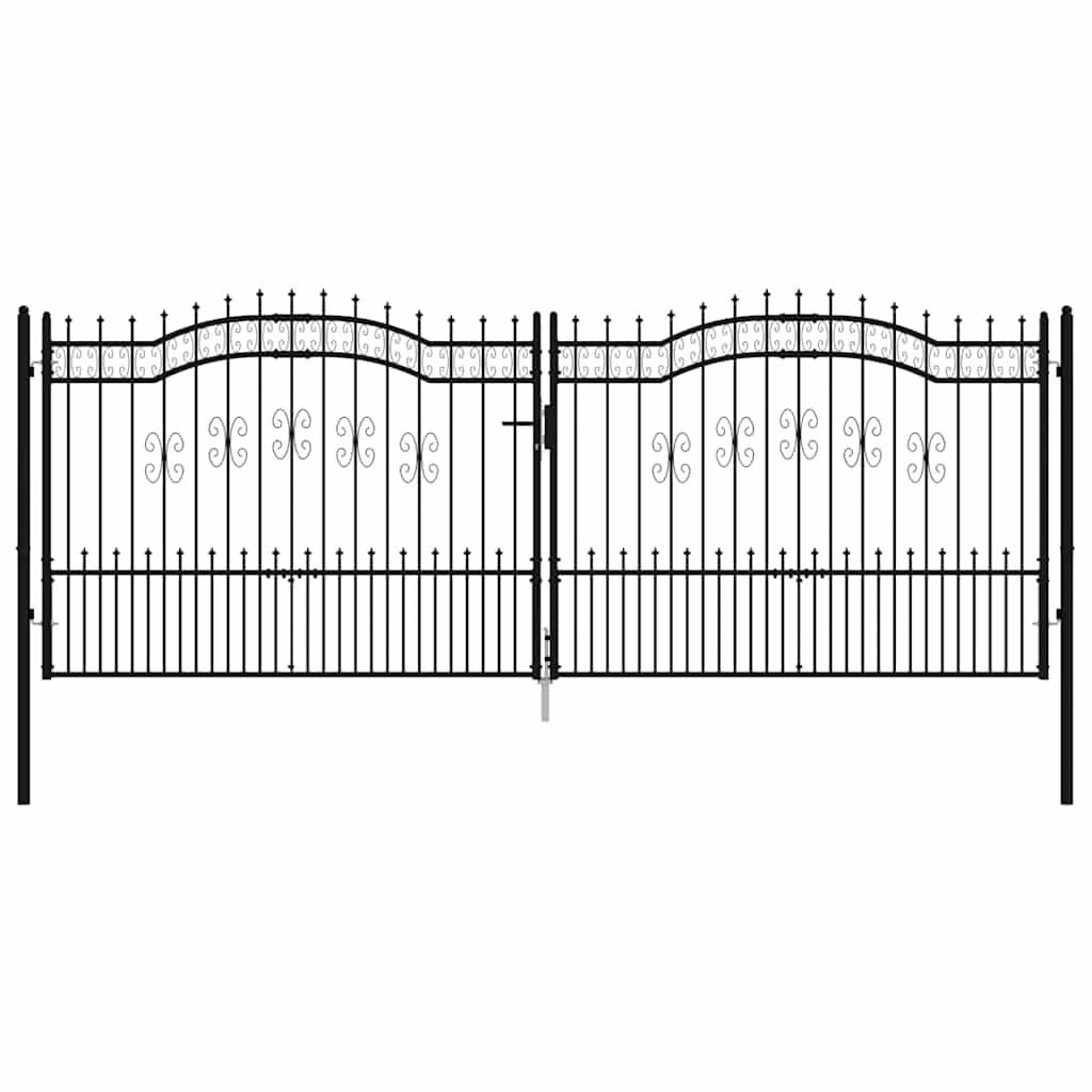 vidaXL Zauntor mit Speerspitze Schwarz 406 x 150 cm Pulverbeschichteter Stahl - Image 3