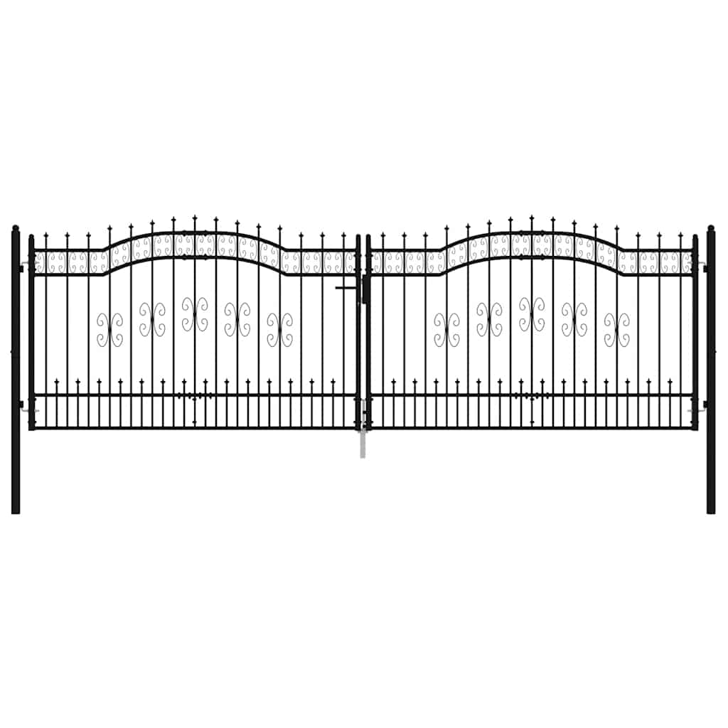 vidaXL Zauntor mit Speerspitze Schwarz 406 x 125 cm Pulverbeschichteter Stahl - Image 3