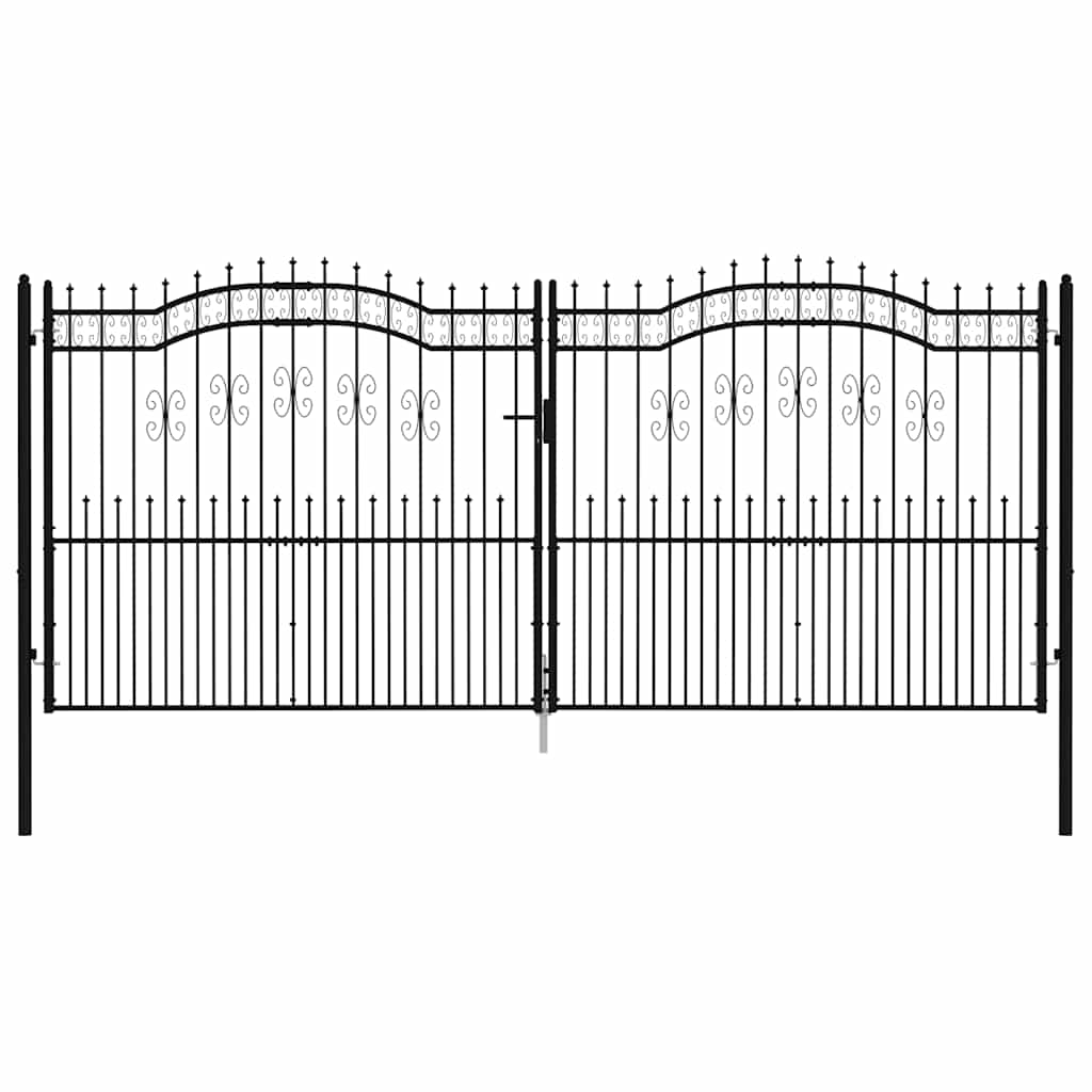 vidaXL Zauntor mit Speerspitze Schwarz 406 x 175 cm Pulverbeschichteter Stahl - Image 3
