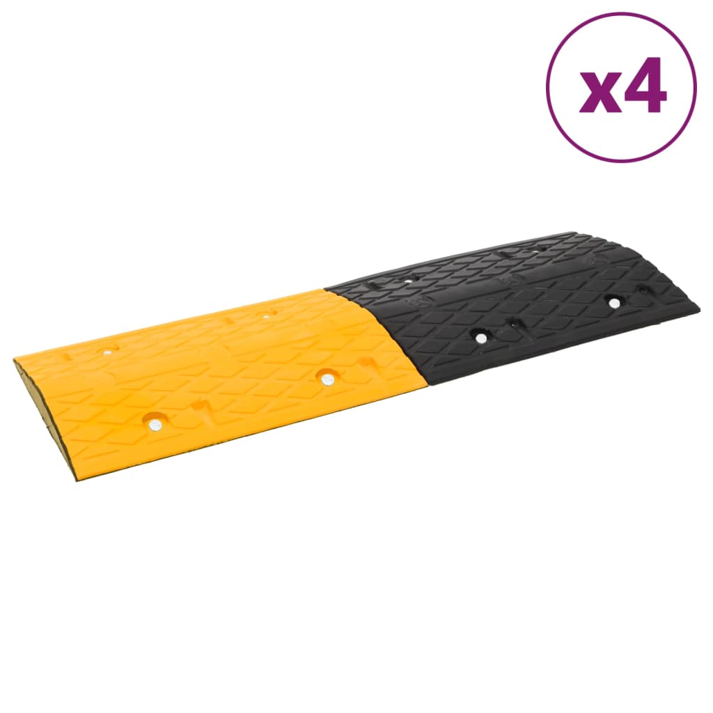 vidaXL Bodenschwellen 4 Stk. Gelb & Schwarz 97x32,5x4 cm Gummi
