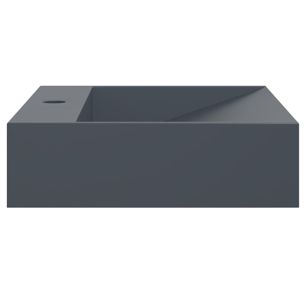 vidaXL Waschbecken 50x38x11 cm Mineralguss/Marmorguss Anthrazit - Image 5