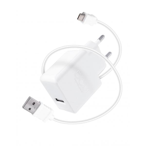 Caricabatterie da Parete + Cavo USB A con USB C DCU 66826 Bianco (1 m)