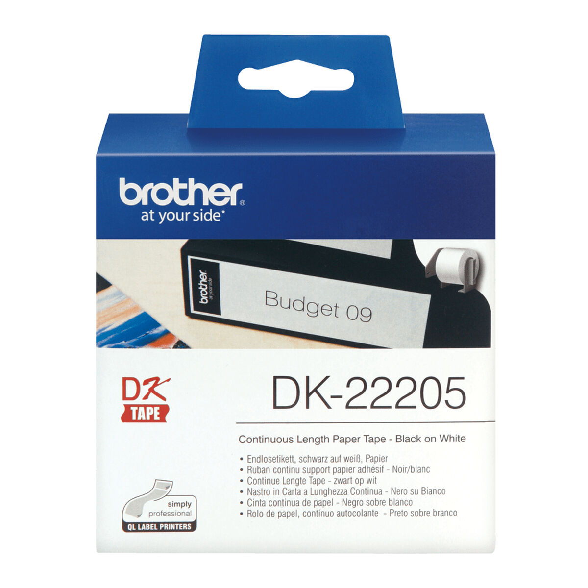 Carta Continua per Stampanti Brother DK22205 Bianco Nero (1 Unità)