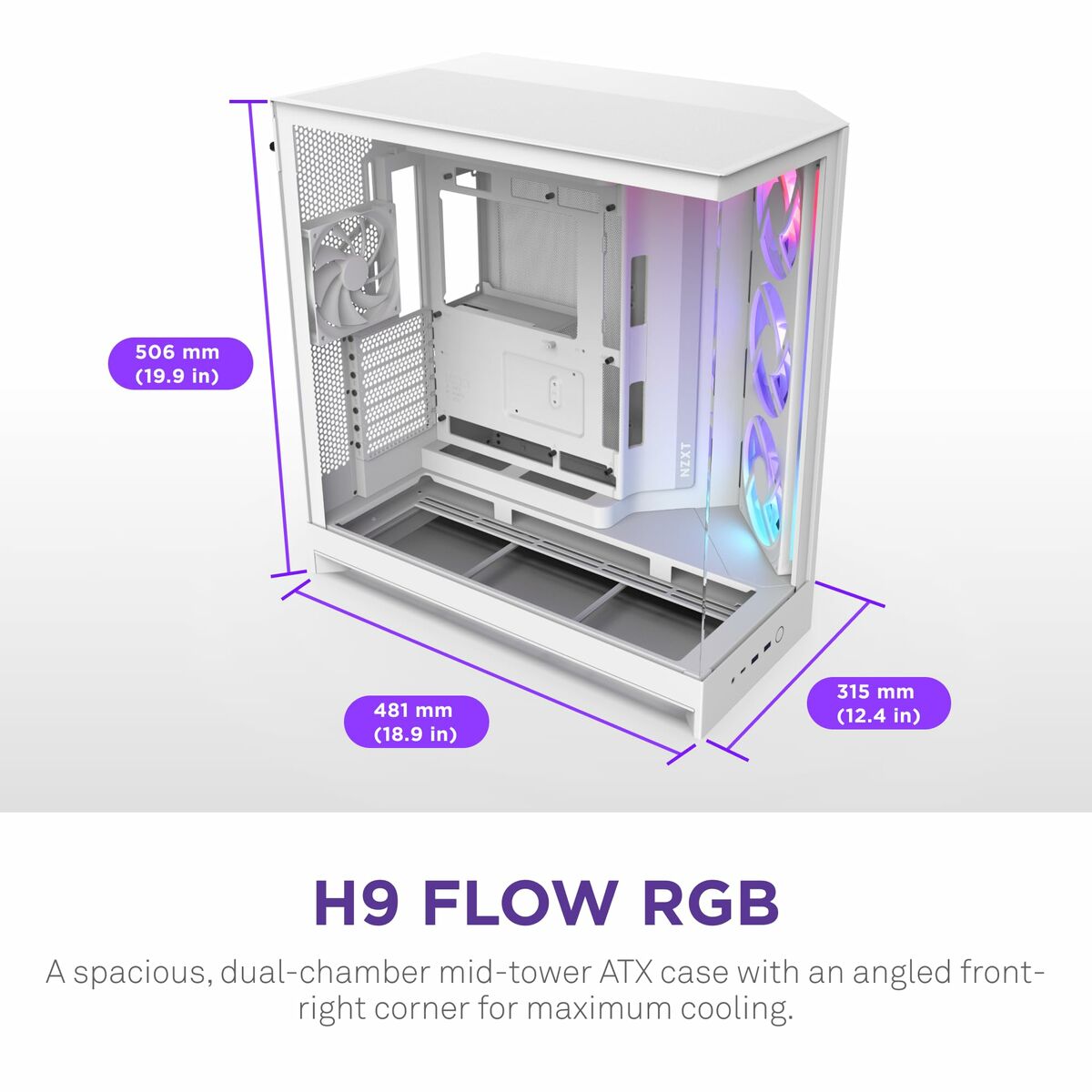 Case computer desktop ATX NZXT CM-H92FW-R1 Bianco - Image 3