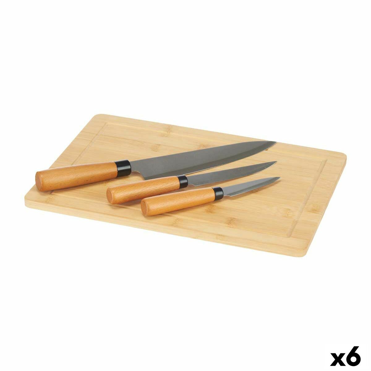 Set di Coltelli Kinvara Marrone Bambù Tagliere Formaggio (6 Unità)