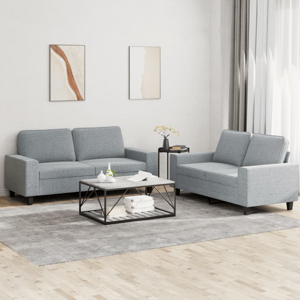 Set Di Divani 2 Pz Grigio Chiaro In Tessuto