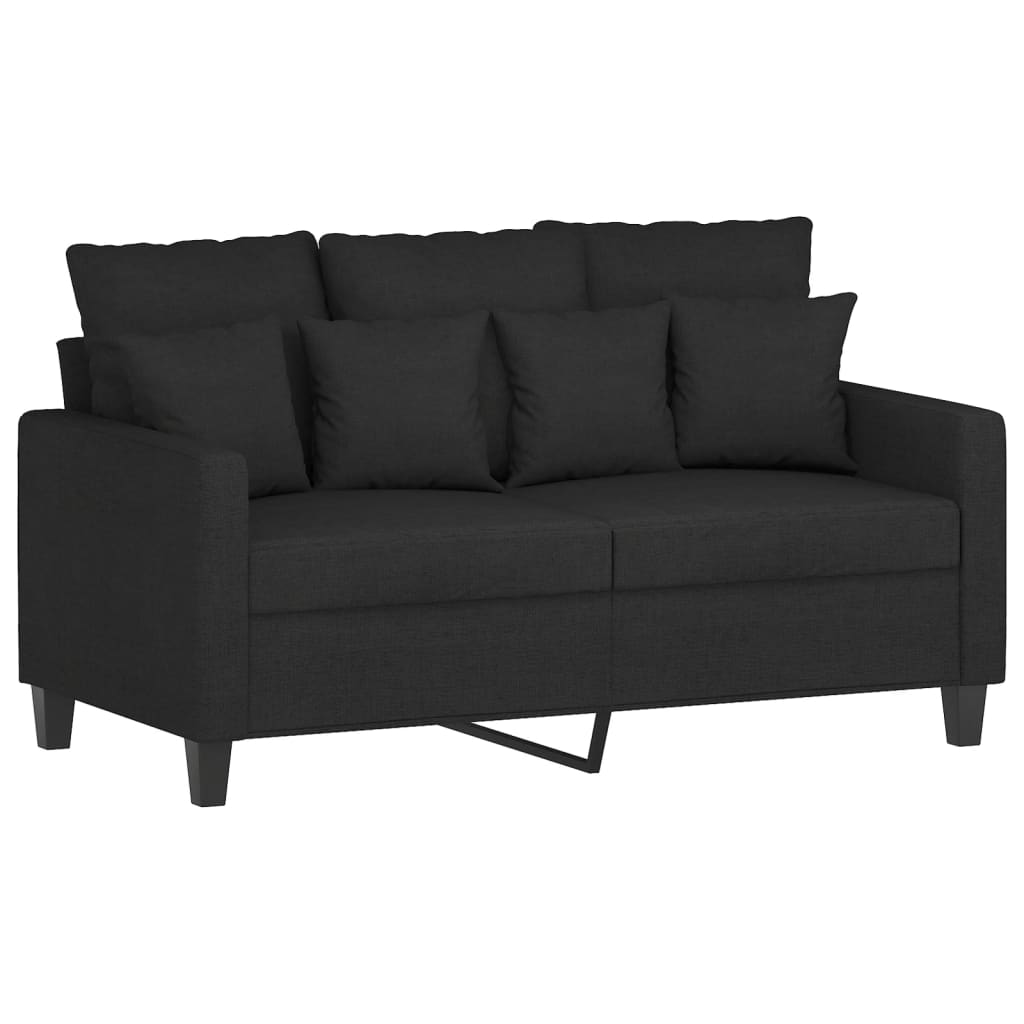 Set Di Divani 2 Pz Con Cuscini Nero In Tessuto - Image 3
