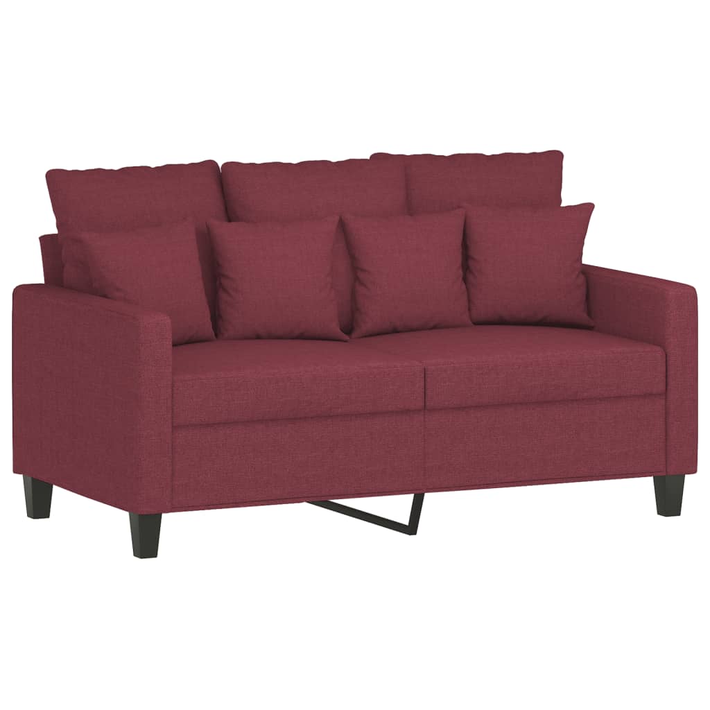 Set Di Divani 2 Pz Con Cuscini Rosso Vino In Tessuto - Image 3