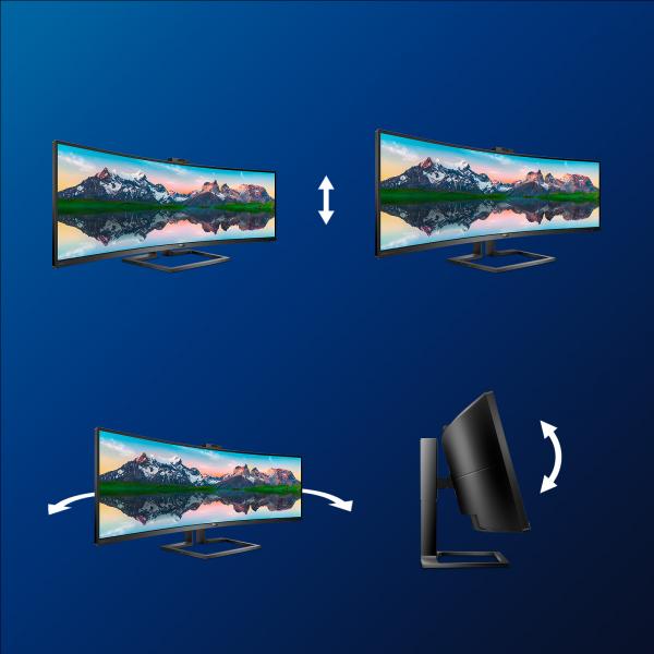 Philips Monitor Curvo 49 Led Va Superwide 32:9 5120x1440 5ms 450cdm, Hdmi/dp/usb, Webcam, Docking Station UsB-C, Multimediale - Image 4