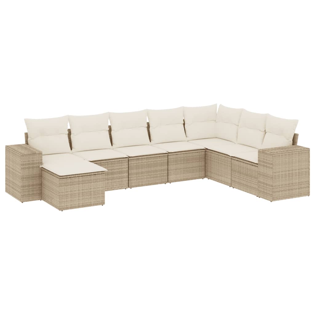 Set Divano Da Giardino 8 Pz Con Cuscini Beige In Polyrattan - Image 2