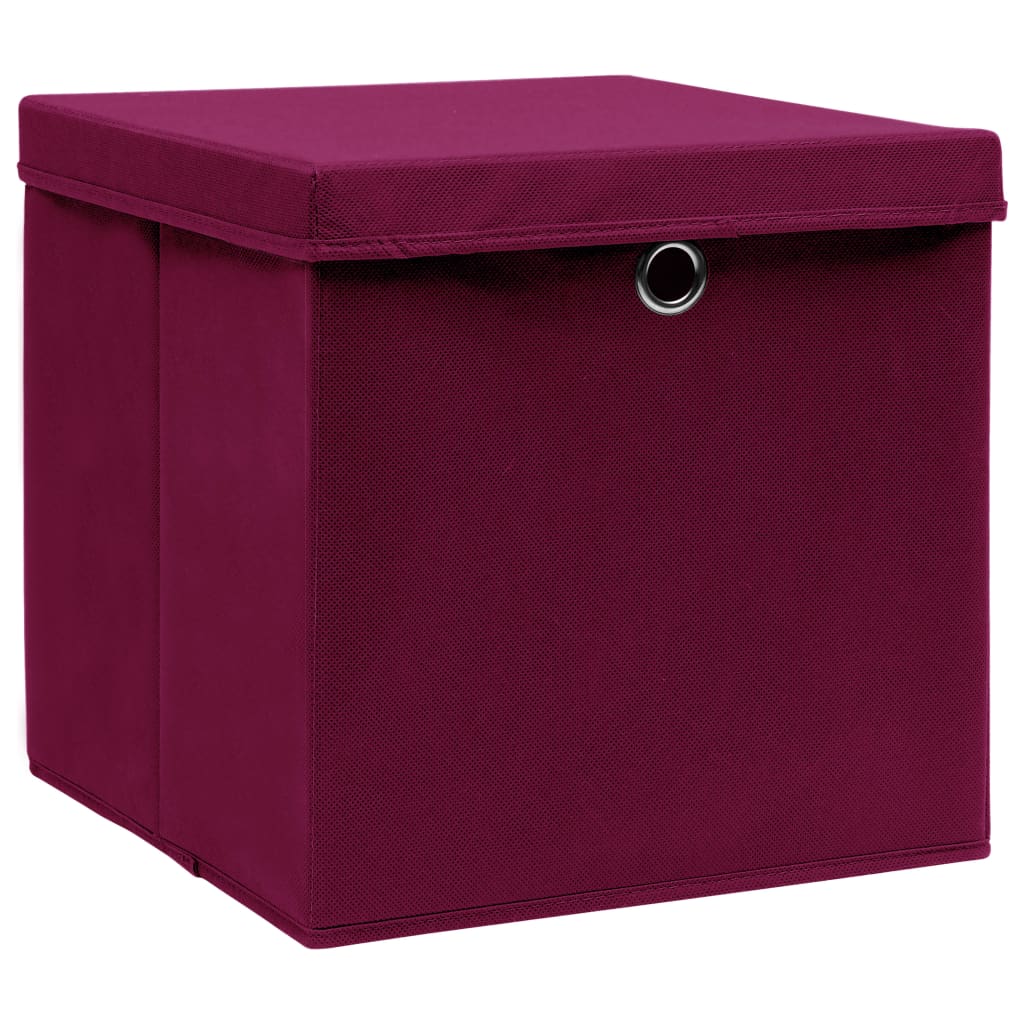 Contenitori Con Coperchi 10 Pz 28x28x28 Cm Rosso Scuro