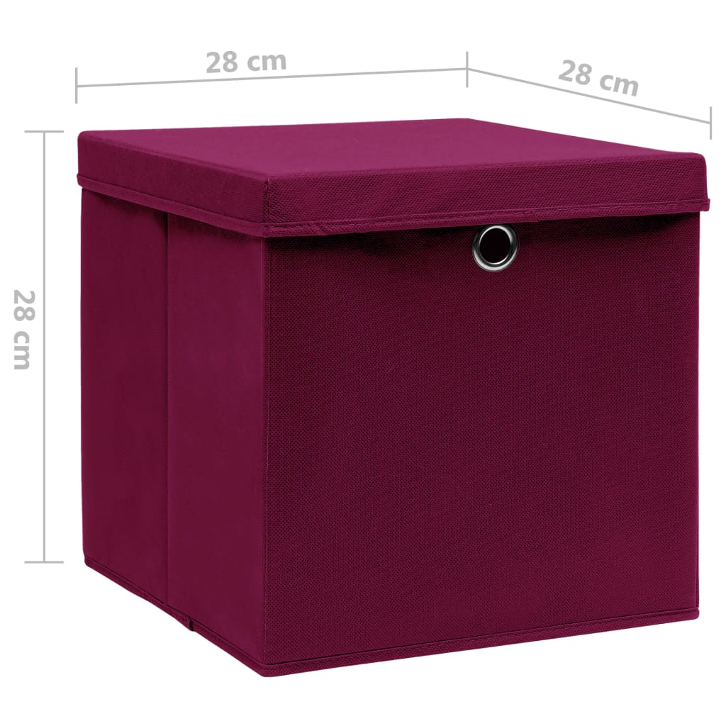 Contenitori Con Coperchi 10 Pz 28x28x28 Cm Rosso Scuro - Image 5