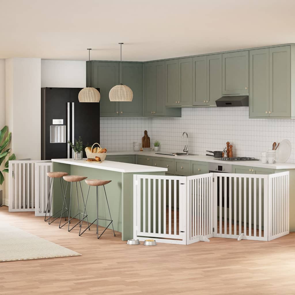 Cancello Cani Porta Pieghevole Bianco 10 Pannelli 800 Cm Pioppo