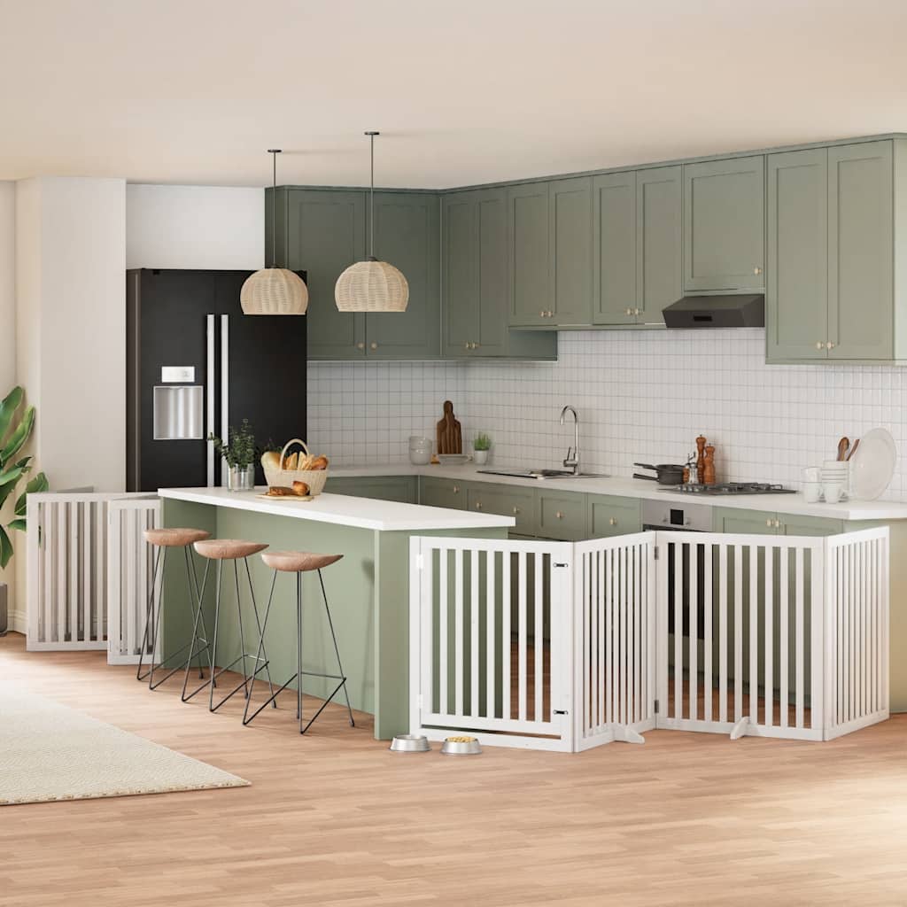 Cancello Cani Porta Pieghevole Bianco 12 Pannelli 960 Cm Pioppo