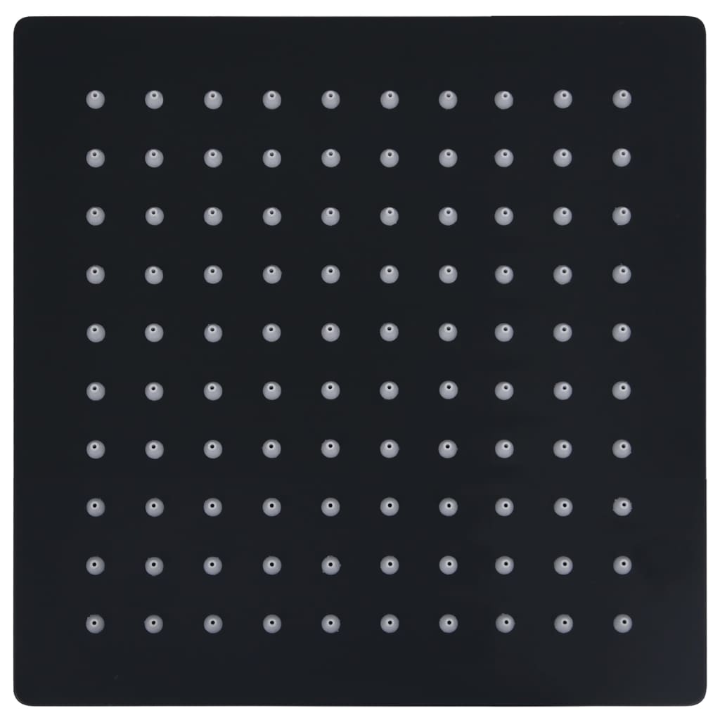 Testa Doccia A Pioggia In Acciaio Inoxe 20x20 Cm Quadrata Nera