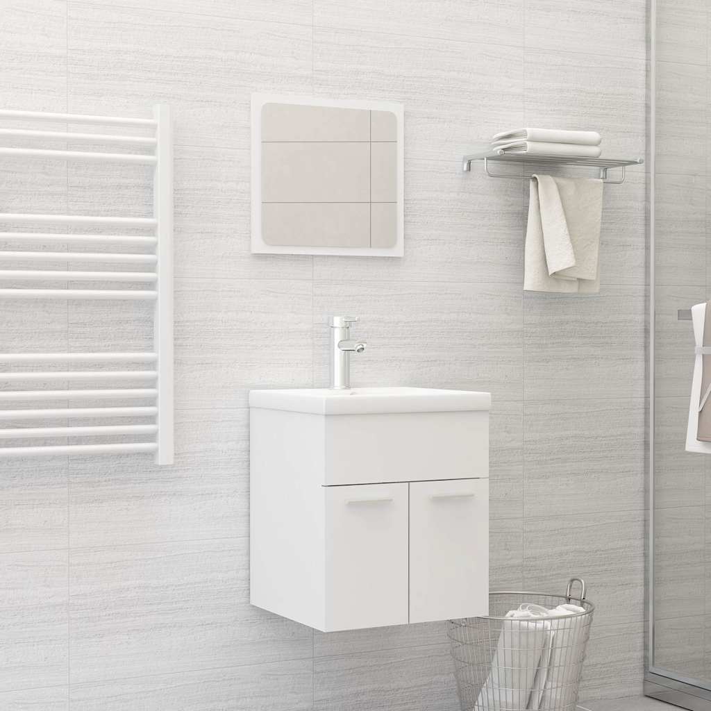 Set Mobili Da Bagno Bianco In Legno Multistrato