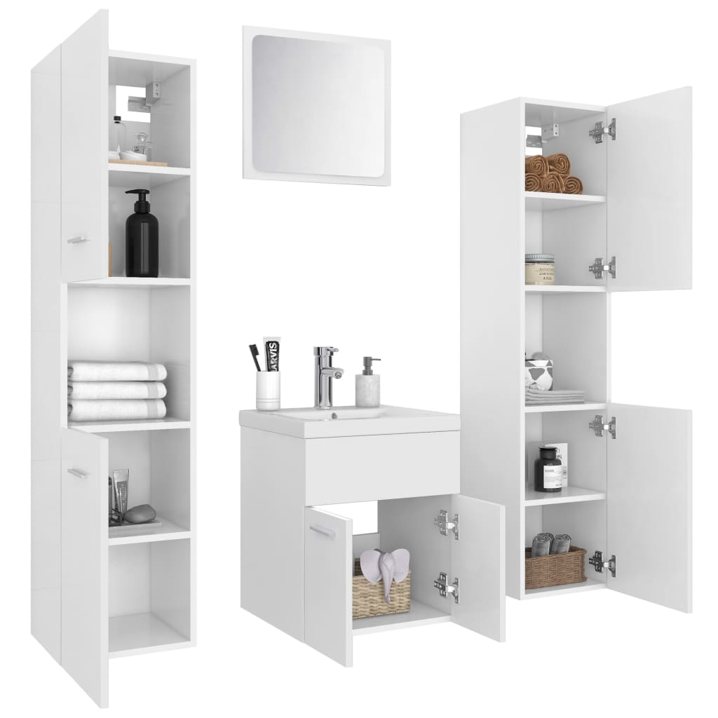 Set Mobili Da Bagno Bianco In Legno Multistrato - Image 3