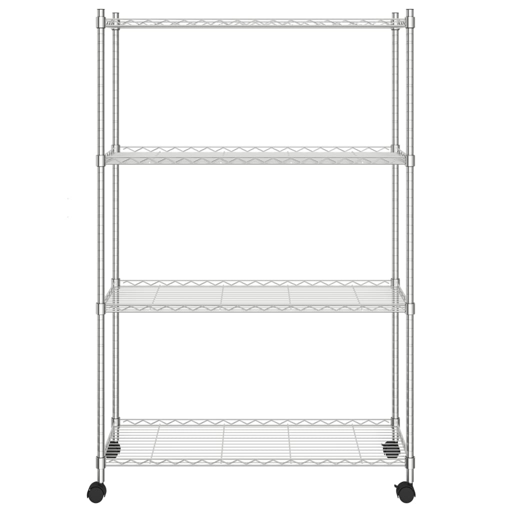 Scaffale A 4 Livelli Con Ruote 90x35x142 Cm Cromato 200 kg - Image 3