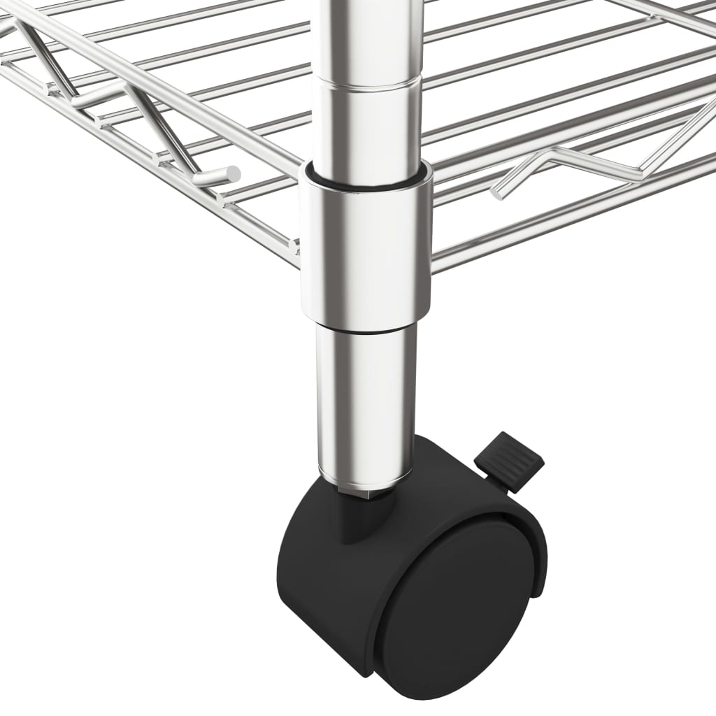 Scaffale A 4 Livelli Con Ruote 90x35x142 Cm Cromato 200 kg - Image 5