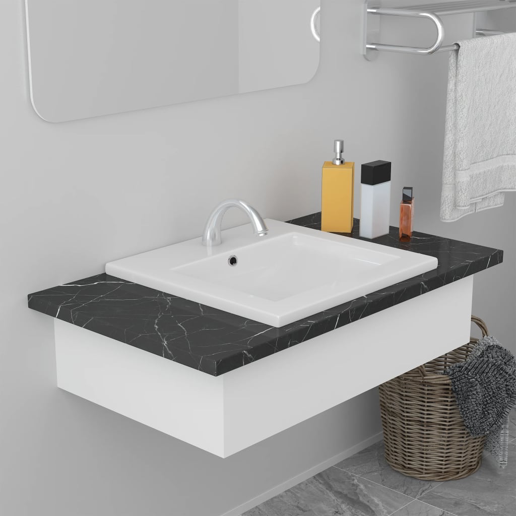 Lavabo Da Incasso 42x39x18 Cm In Ceramica Bianco