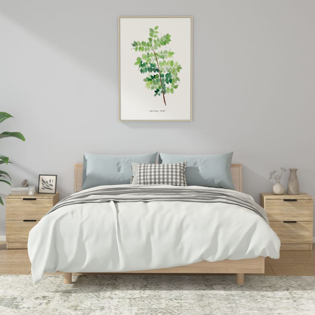 Comodini 2 Pz Rovere Sonoma In Legno Multistrato