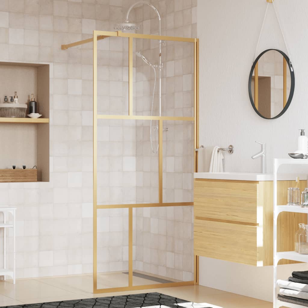 Parete Per Doccia WalK-In Vetro Trasparente Esg 80x195 Cm Oro