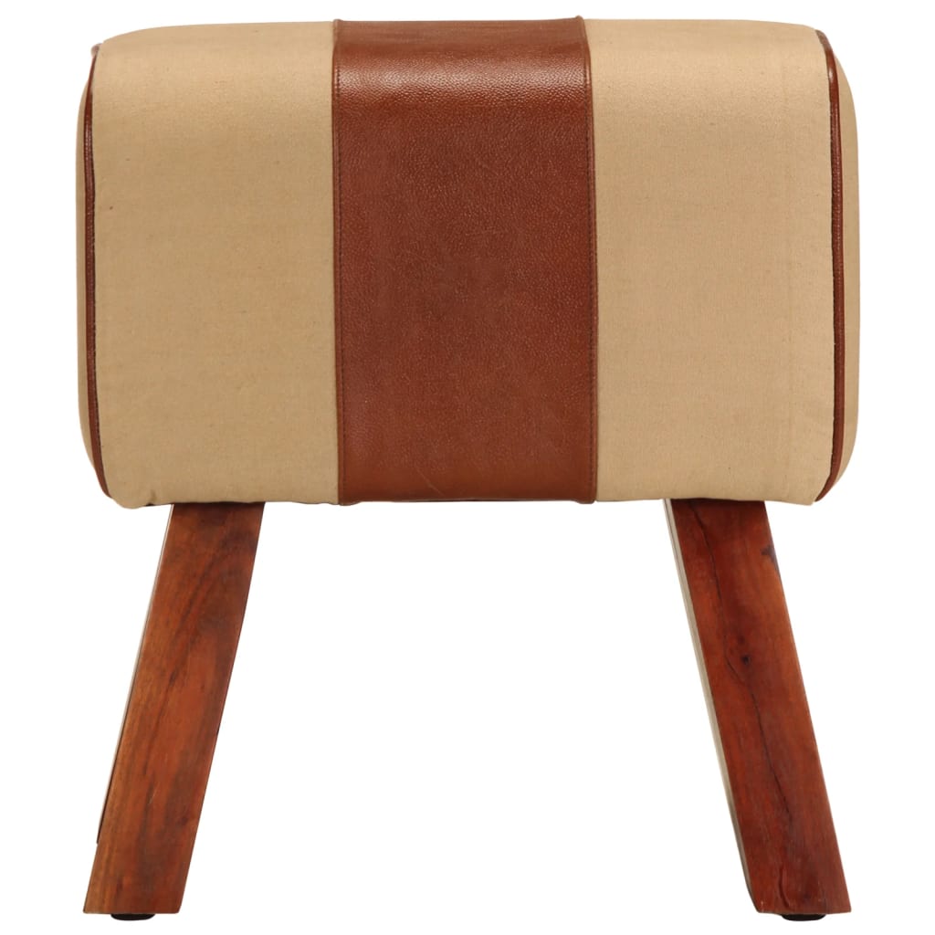 Panca Da Palestra 38 Cm Vera Pelle Marrone E Massello Di Mango