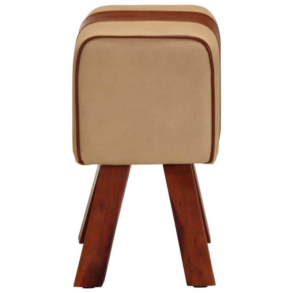 Panca Da Palestra 38 Cm Vera Pelle Marrone E Massello Di Mango - Image 3