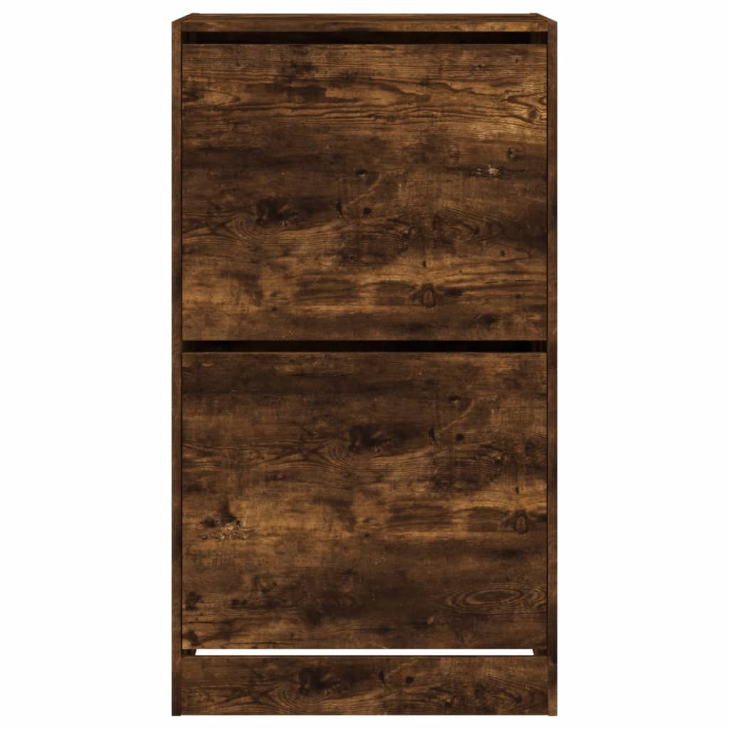 Scarpiera Con 2 Cassetti Ribaltabili Rovere Fumo 60x42x180 cm - Image 5