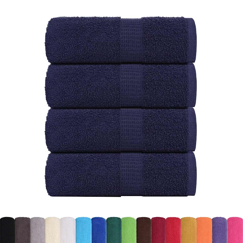 Asciugamani Ospiti 4 Pz Blu Marino 30x50cm 360 G/m² 100% Cotone