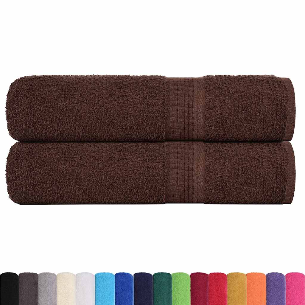 Asciugamani Da Bagno 2 Pz Marrone 100x150cm 360g/m² 100% Cotone