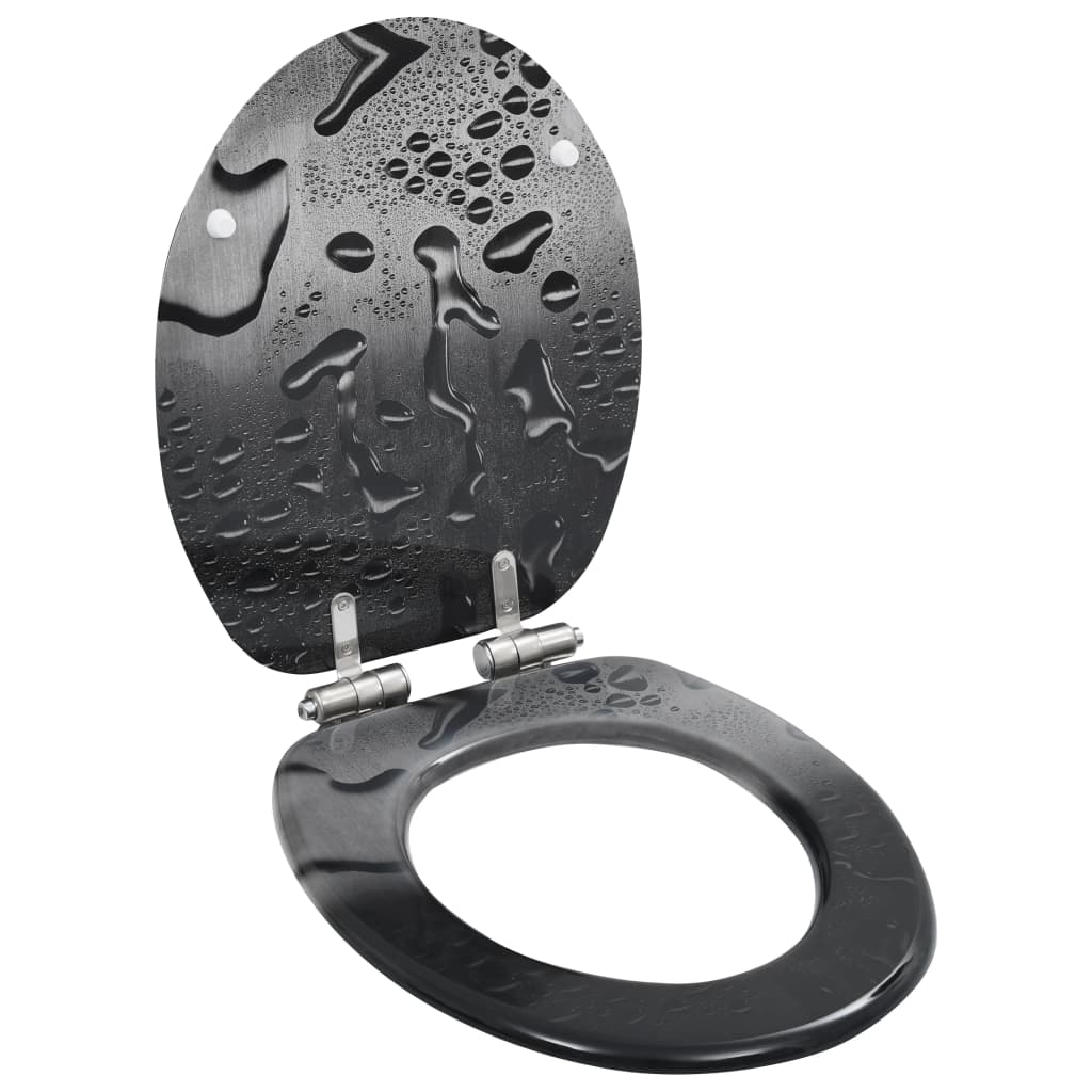 Copriwater 2 Pz Con Chiusura Ammortizzata In Mdf Design Gocce