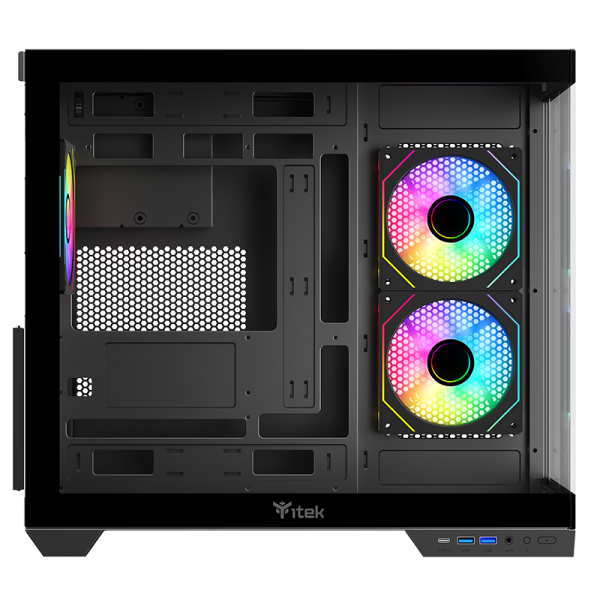 Itek Case Dark Cave Ds, Gaming Tower, Atx, 3x12cm Argb Fan, 2xusb3, TypE-C, Side Front Panel Temp - Image 4