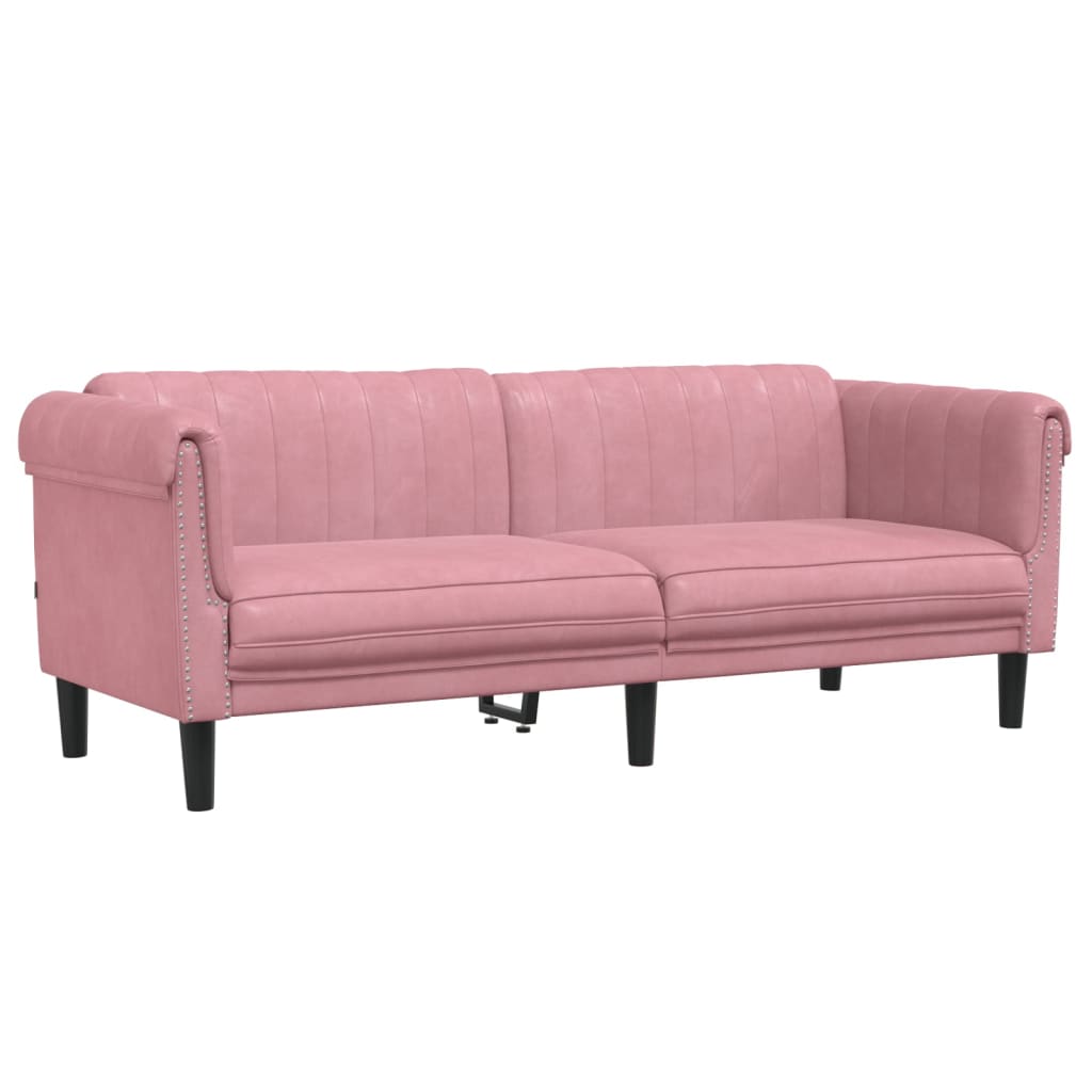 Set Di Divani 2 Pz Rosa In Velluto - Image 4