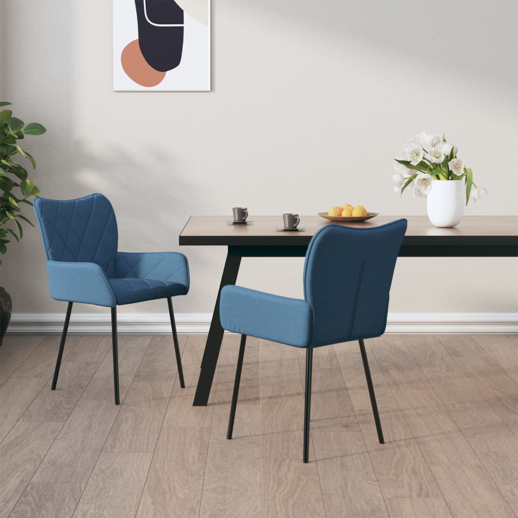 Sedie Da Pranzo 2 Pz Blu In Tessuto