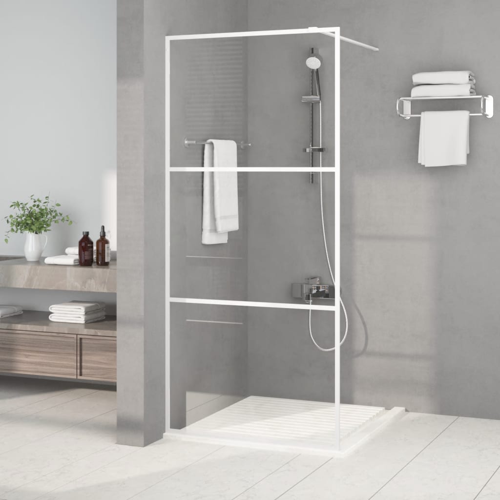 Parete Doccia Walk In Bianca 90x195 Cm Vetro Trasparente Esg
