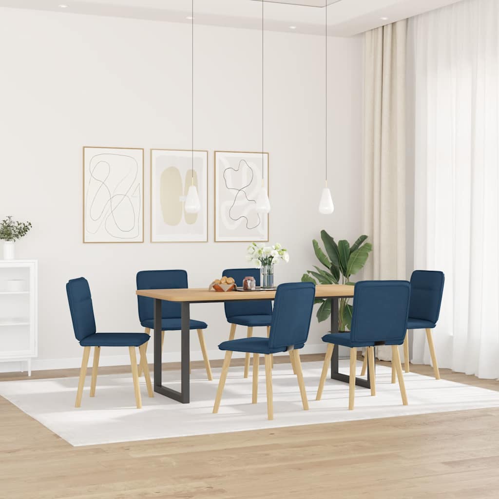 Sedie Da Pranzo 6 Pz Blu In Tessuto