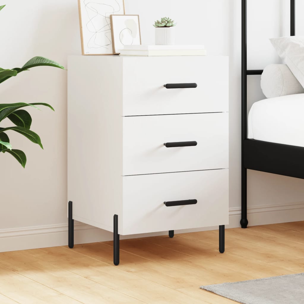 Comodino Bianco 40x40x66 Cm In Legno Multistrato