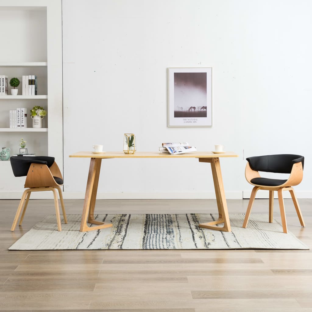 Sedie Da Pranzo 2 Pz Nere In Legno Curvato E Similpelle