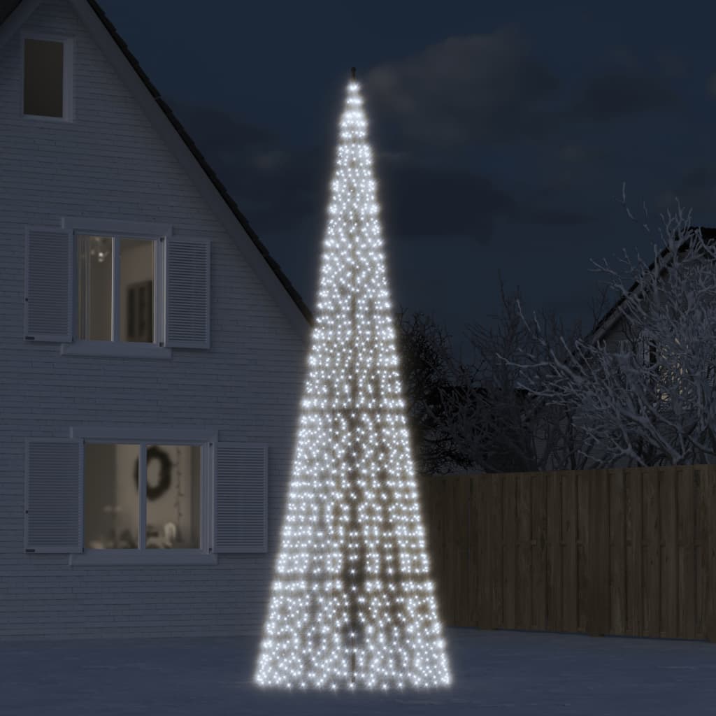 Albero Di Natale A Led Su Asta 1534 Led Bianco Freddo 500 cm