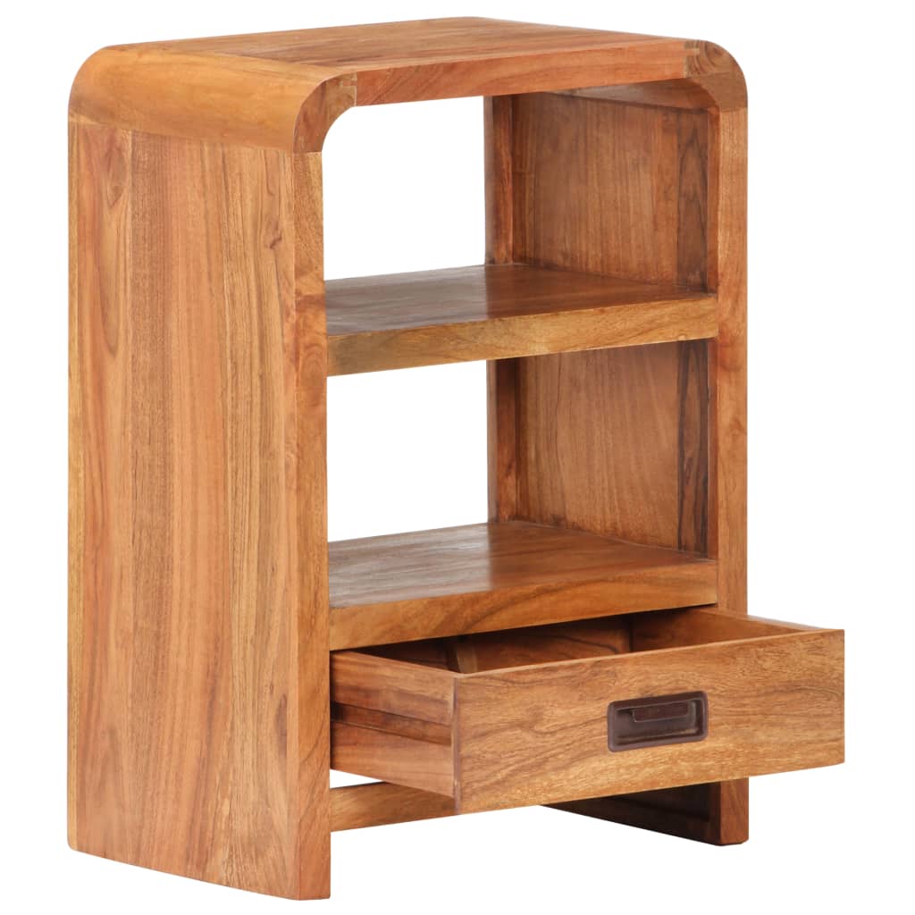 Comodino 40x30x60 Cm In Legno Massello Acacia Finitura Ambra