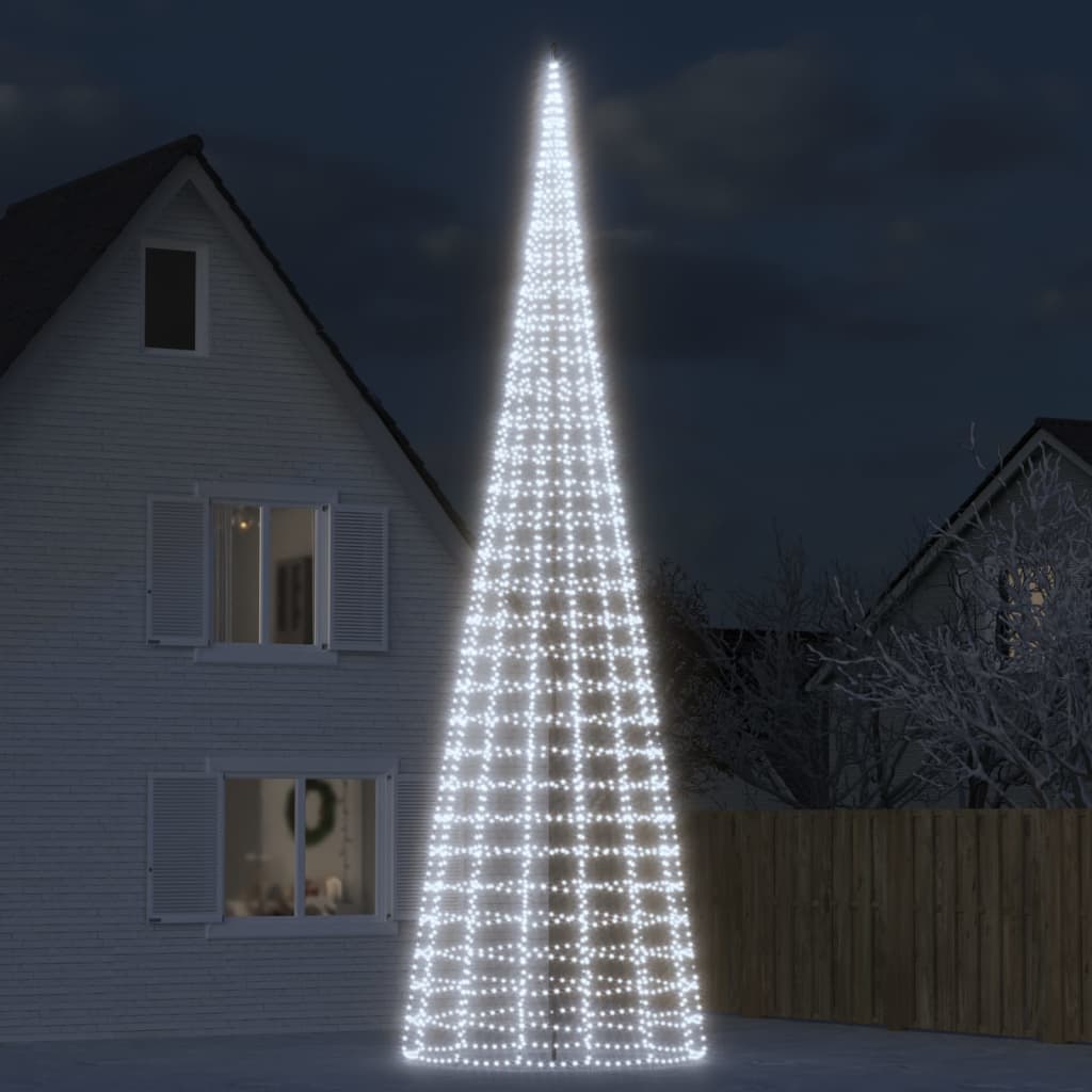 Albero Di Natale A Led Su Asta 3000 Led Bianco Freddo 800 cm