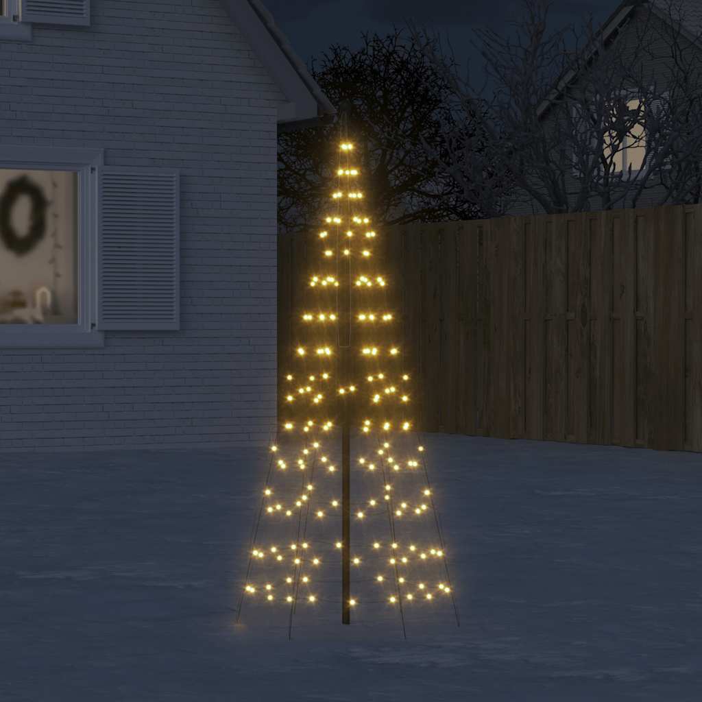 Albero Di Natale A Led Su Pennone 200 Led Bianco Caldo 180 cm